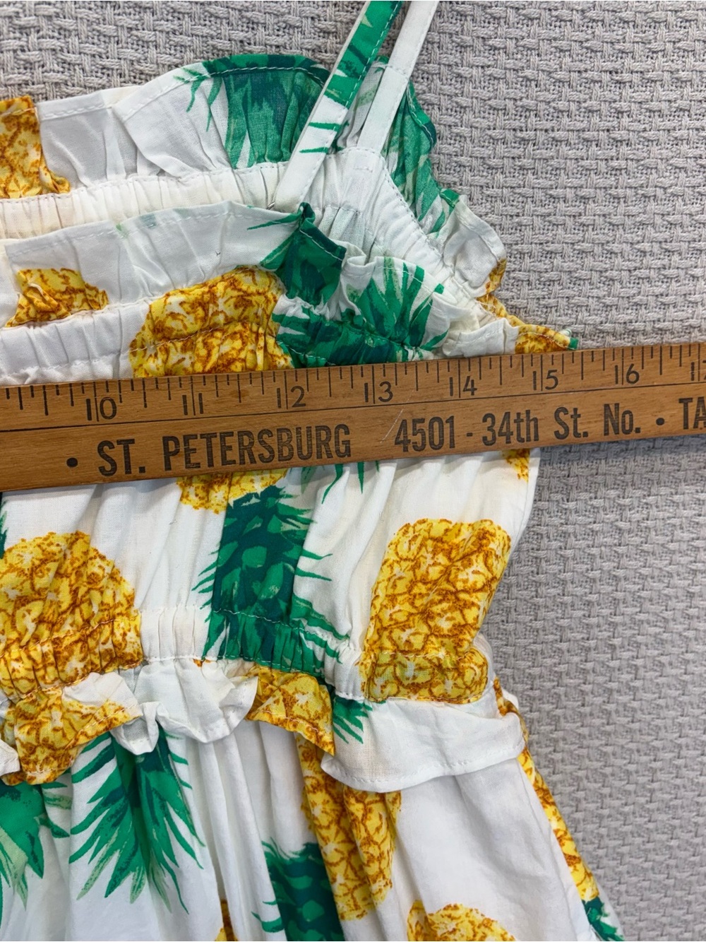 J.Crew Pineapple Maxi Dress Womens 6P White Yellow Tiered Smocked Vacay Resort - Picture 7 of 10